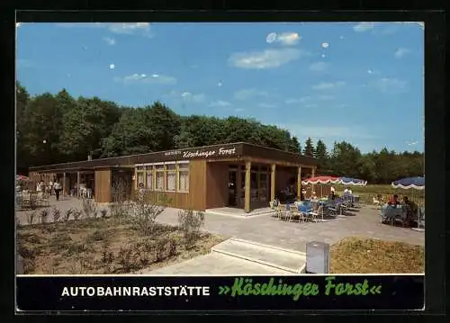 AK Autobahnraststätte Köschinger Forst, Partie mit Terrasse