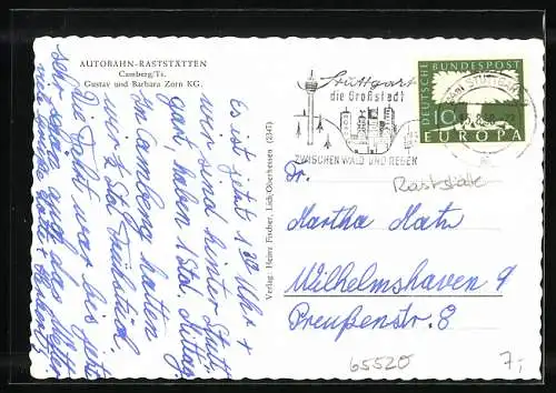 AK Camberg /Ts., Autobahn-Raststätten, Inh. Gustav und Barbara Zorn