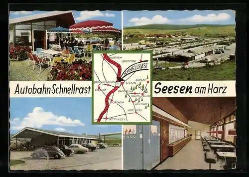 AK Seesen /Harz, Autobahn-Schnellraststätte, Innenansicht, Terrasse