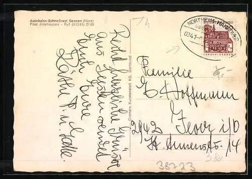 AK Seesen /Harz, Autobahn-Schnellraststätte, Innenansicht, Terrasse