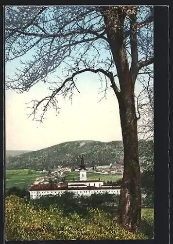 AK Schlägl /Ob.-Oest., Ortsansicht mit Kirche