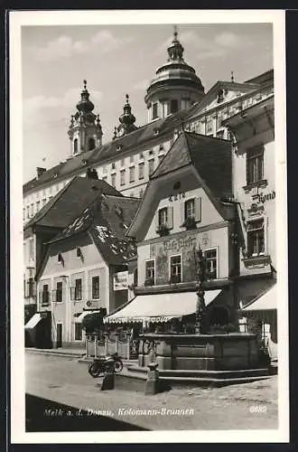 AK Melk a. d. Donau, Kafe Fürst, Kolomann-Brunnen