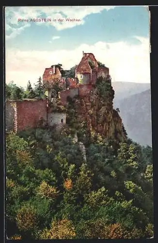 AK Aggstein in der Wachau, Ruine aus der Vogelschau