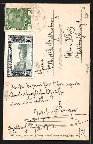 AK Aggstein in der Wachau, Ruine aus der Vogelschau