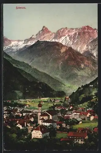 AK Schruns, Ortsansicht aus der Vogelschau