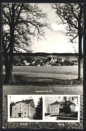 AK Treubach /Ob. Öst., Postamt, Schule, Ortsansicht