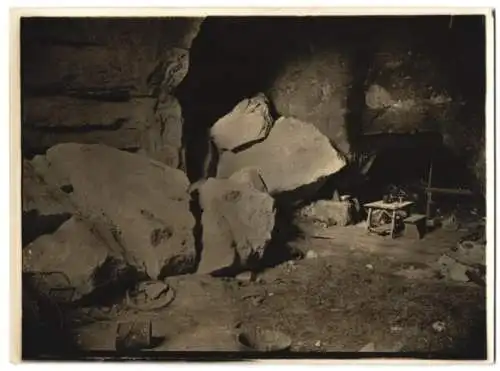 4 Fotografien unbekannter Fotograf, Ansicht Selens, Bunkeranlage Sandsteinhöhlen, den Franzosen abgenommen 1918