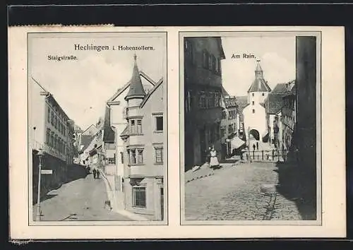 AK Hechingen i. Hohenzollern, Staigstrasse im Sonnenschein, Am Rain