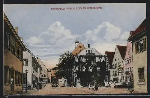 AK Rosenfeld / Württ., Strassenpartie beim Marktbrunnen