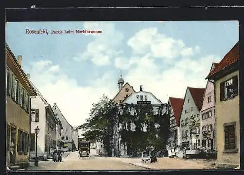 AK Rosenfeld / Württ., Strassenpartie beim Marktbrunnen mit Apotheke