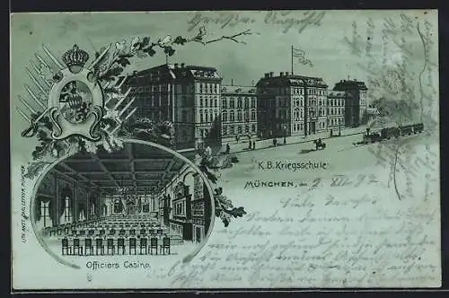 Mondschein-Lithographie München, K. B. Kriegsschule, Officiers Casino