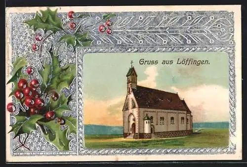 Präge-AK Löffingen, Kirche, Stechpalmzweige