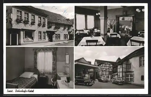 AK Soest, Ansichten des Bahnhofs-Hotel