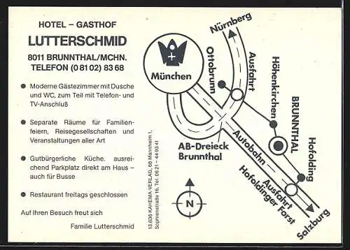 AK Brunnthal /München, Hotel-Gasthof Lutterschmid