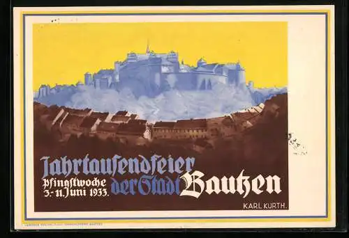 AK Bautzen, Jahrtausendfeier, Pfingstwoche 03.-11.06.1933, Häuser, Burg