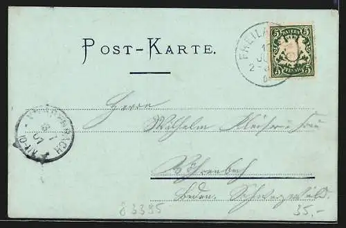 Künstler-AK Freilassing, Bahnhof-Hotel Foeckerer