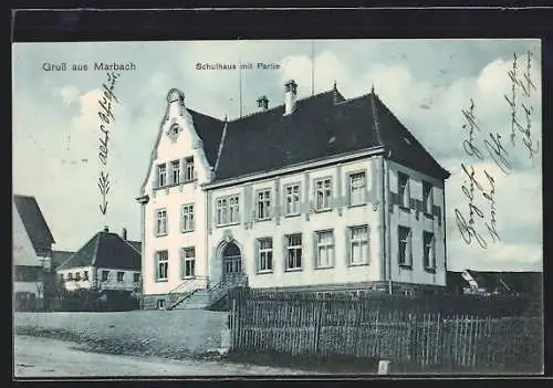 AK Marbach / Villingen, Partie am Schulhaus