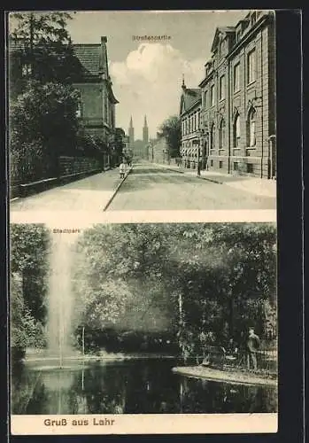 AK Lahr / Baden, Strassenpartie, Wasserkunst im Stadtpark