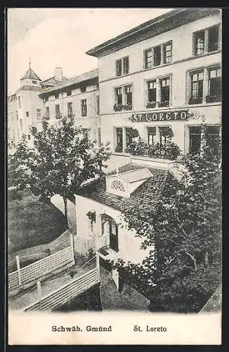 AK Schwäb. Gmünd, Haus St. Loreto mit Eingang aus der Vogelschau