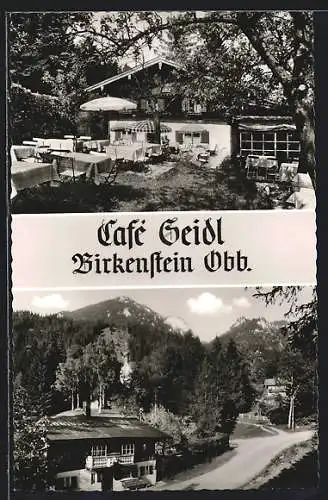 AK Birkenstein bei Fischbachau /Obb., Cafe Seidl Eichmeier mit Strasse und Garten