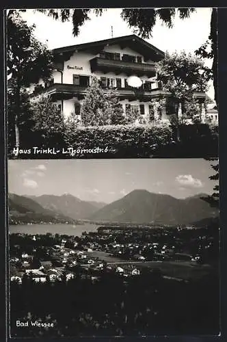 AK Bad Wiessee, Haus Trinkl, L. Thomastrasse 6, Gesamtansicht mit See und Bergen
