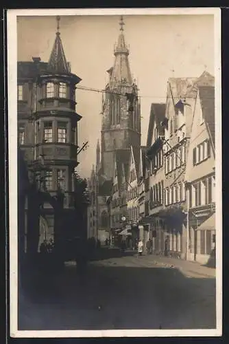 AK Reutlingen, Wilhelmstrasse mit Marienkirche