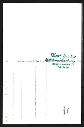 AK Berchtesgaden, Teilansicht mit Watzmann, Haus Karl Stocker, Salzberg, Bergwerksallee 71