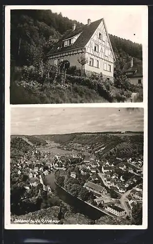 AK Sulz a. Neckar, Ortsansicht aus der Vogelschau, Haus am Hang