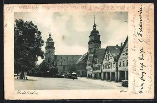 AK Freudenstadt /Schwarzwald, Partie an der Stadtkirche