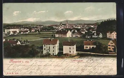 AK Kempten i. Allg., Totalansicht mit Bergpanorama