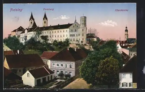 AK Freising, Panorama mit Domberg, Lehrerbildungsanstalt und Pfarrkirche