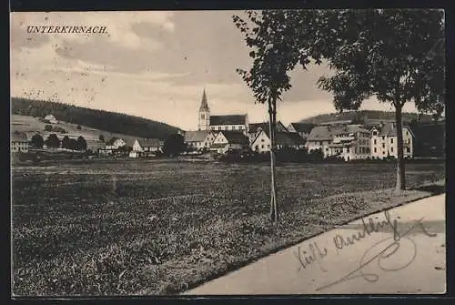 AK Unterkirnach, Ortsansicht von der Landstrasse aus