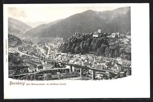 AK Hornberg / Schwarzwald, Gesamtansicht mit Schloss-Hotel