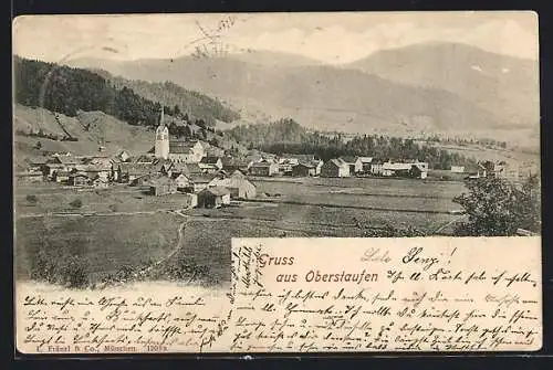 AK Oberstaufen, Gesamtansicht mit Umgebung und Bergen