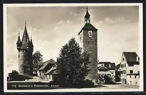 AK Lindau / Bodensee, Diebsturm und Peterskirche