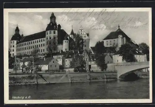 AK Neuburg a. D., Panorama von der Donau aus