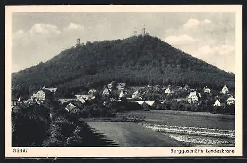 AK Görlitz, Ortsansicht mit Gaststätte Landeskrone K. Rasehorn