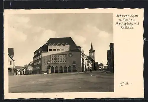 AK Schwenningen / Neckar, Marktplatz mit Rathaus