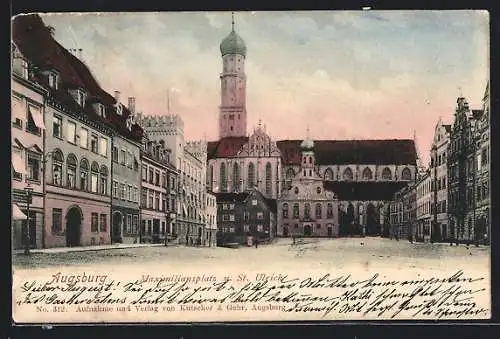 AK Augsburg, Maximiliansplatz u. St. Ulrich