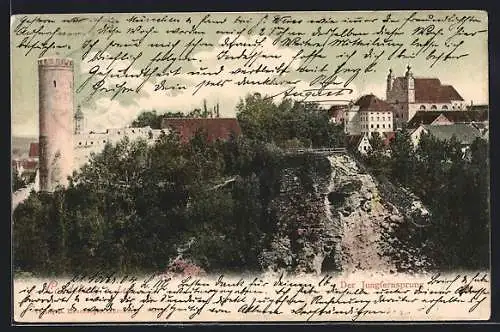 AK Landsberg a. Lech, Burganlage mit Jungfernsprung