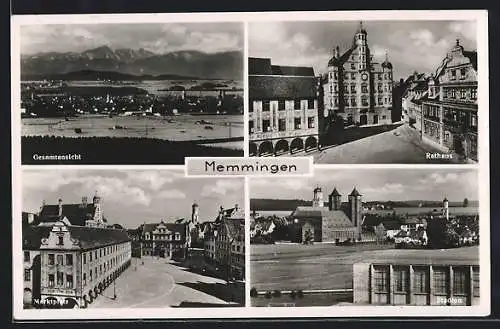 AK Memmingen, Rathaus, Marktplatz u. Stadion