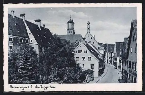 AK Memmingen, Strassenpartie am Fuggerbau