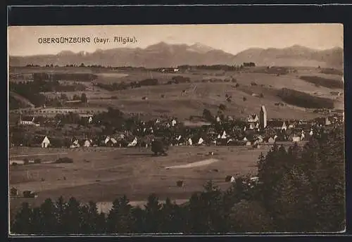 AK Obergünzburg /bayr. Allgäu, Ortsansicht von Anhöhe