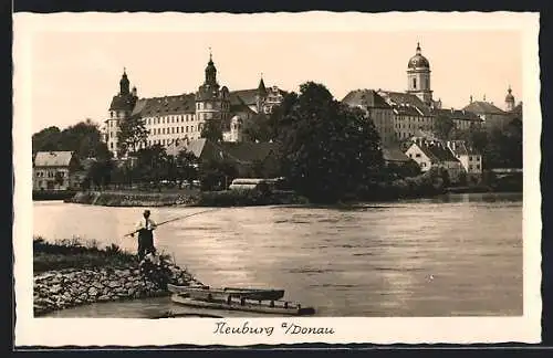 AK Neuburg a. Donau, Fischer vor Burg