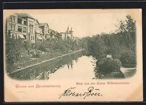AK Braunschweig, Blick von Kaiser Wilhelmsbrücke