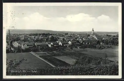 AK Ohrdruf i. Th., Ortsansicht mit Feldern