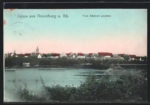 AK Neuenburg a. Rh., Blick vom Altrhein zur Stadt