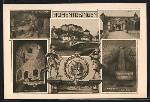 AK Schloss Hohentübingen, Eingang, das grosse Fass, Fehmgericht im Schlosskeller