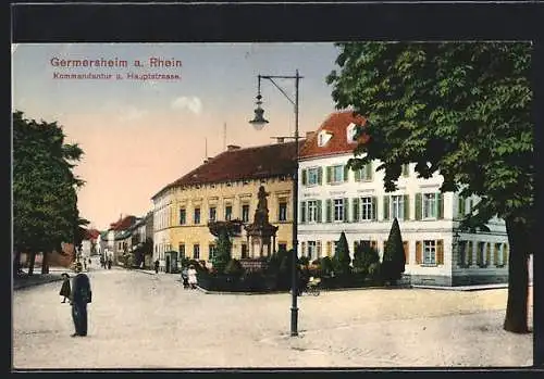 AK Germersheim a. Rh., Kommandantur & Hauptstrasse