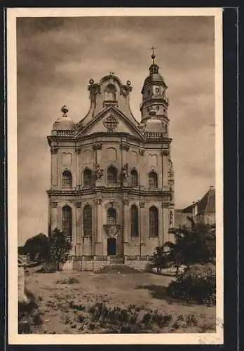 AK Neresheim, Westfassade der Abteikirche